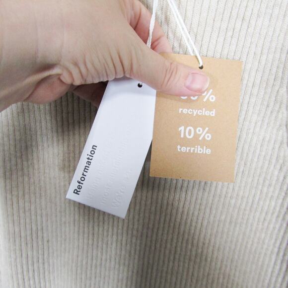 Reformation Top XL Farrah Cashmere Turtleneck Tank Sweater Cream Beige NWT New - Picture 9 of 13